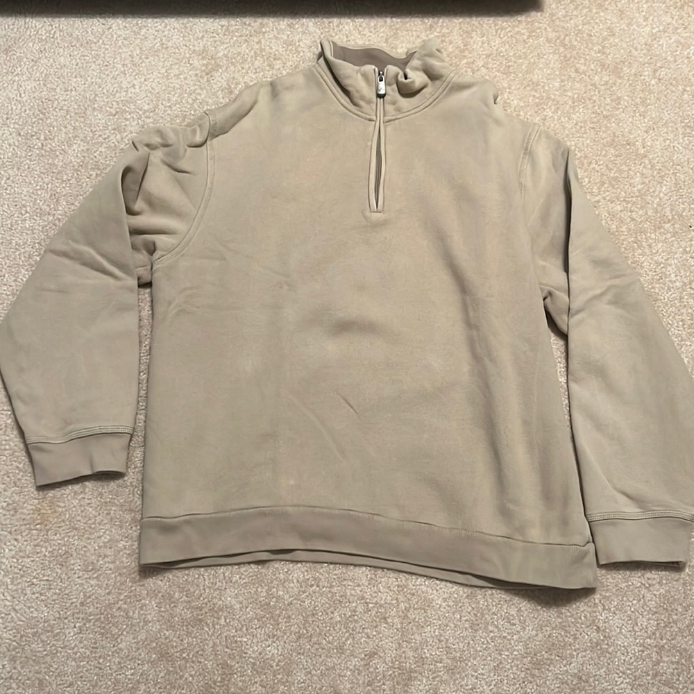 Beige Half-Zip Crewneck